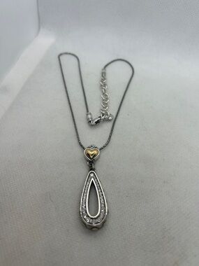 Brighton Heart Accent Silver & Gold Teardrop Pendant Necklace - Women Jewelry